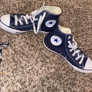 Navy blue high top converse